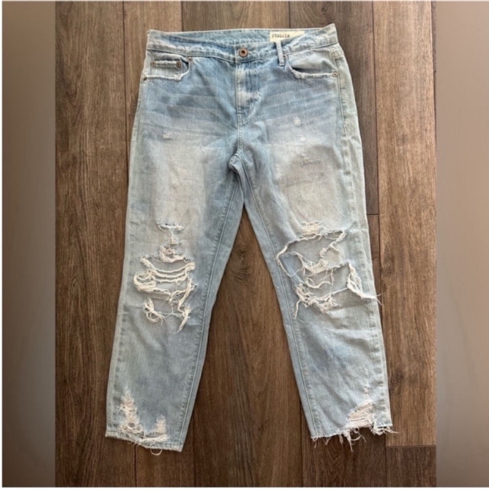 Pistola Women’s Light Blue Distressed Ankle  Jeans Size 27